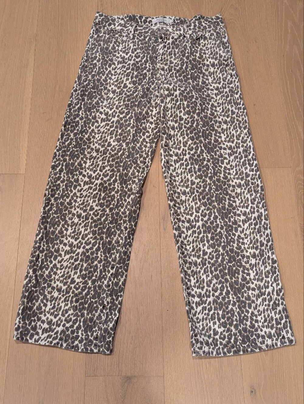 Leopard Print Wide Leg Jeans - Brown/White
